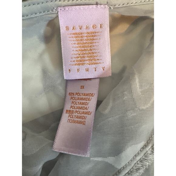 Savage X Fenty Devore Dreams  Burnt Out Velvet Sleep Sheer Gray Cami Womens 2X - Picture 8 of 9